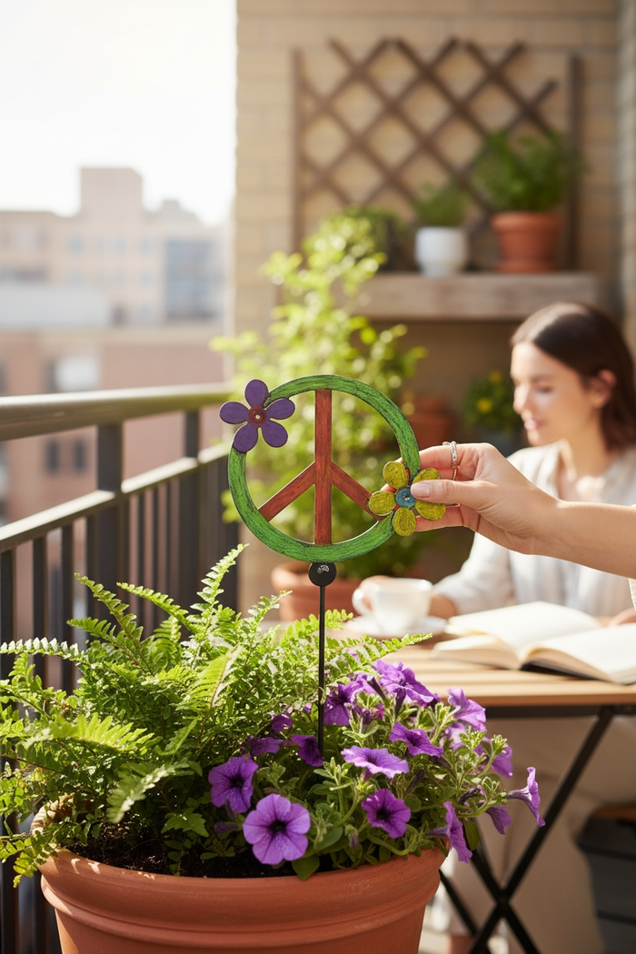 Peace Sign Plant Stake
