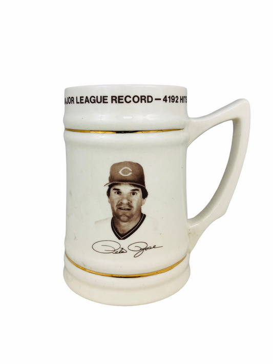 PETE ROSE CINCINNATI REDS VINTAGE 1985 ALL TIME HIT RECORD CERAMIC STEIN MUG