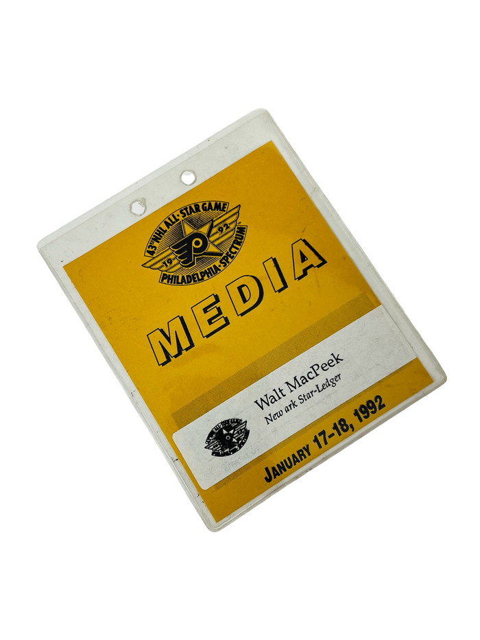 PHILADELPHIA FLYERS 1992 NHL ALL-STAR GAME SPECTRUM MEDIA PASS