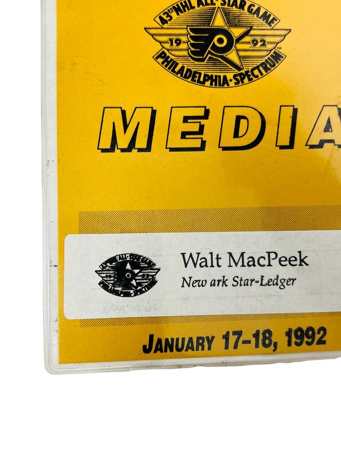 PHILADELPHIA FLYERS 1992 NHL ALL-STAR GAME SPECTRUM MEDIA PASS
