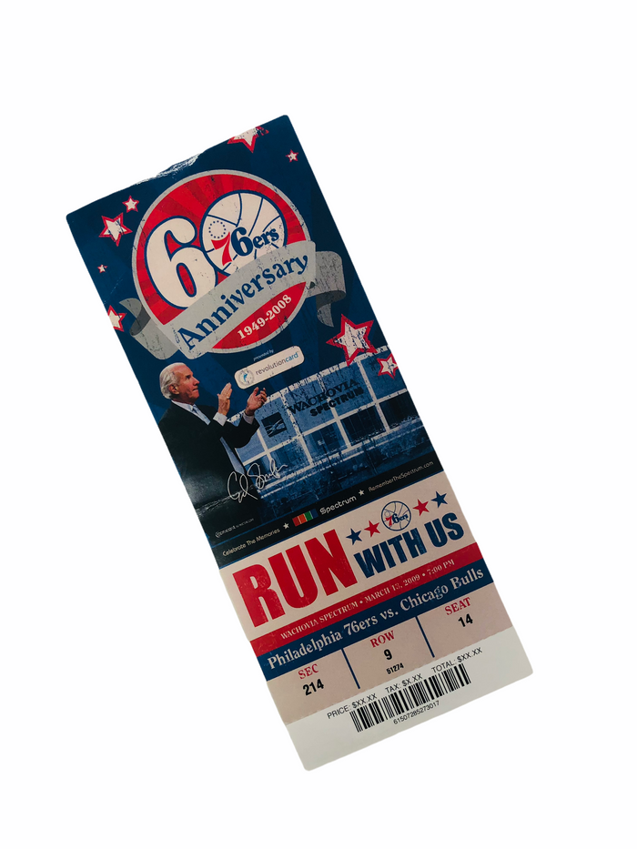 PHILADELPHIA SIXERS 2008 LAST GAME AT SPECTRUM COMMEMORATIVE TICKET