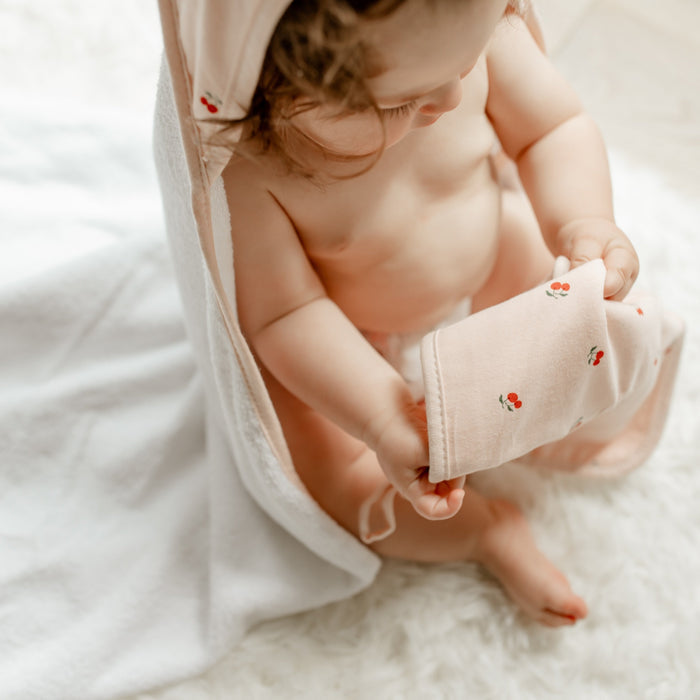 Pink Cherries Hooded Towel & Washcloth