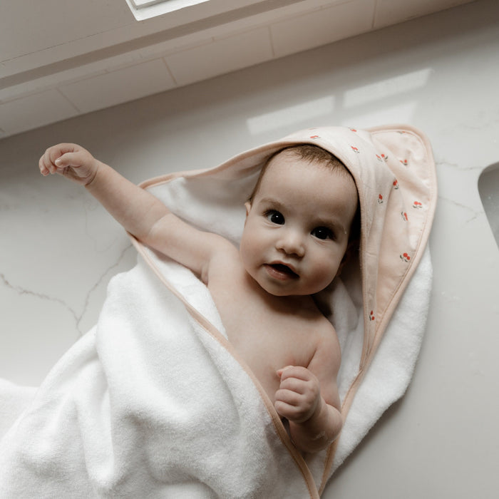 Pink Cherries Hooded Towel & Washcloth