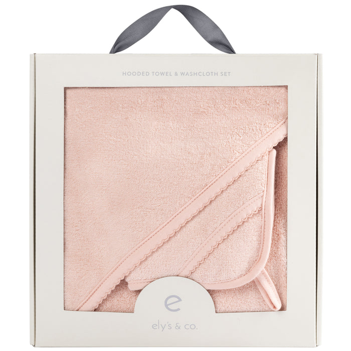 Pink Hooded Towel & Washcloth