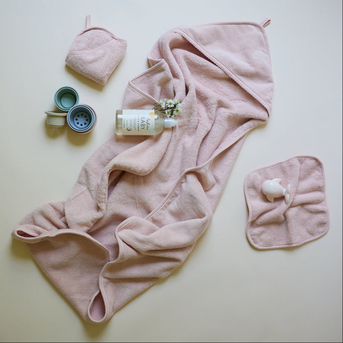 Pink Hooded Towel & Washcloth
