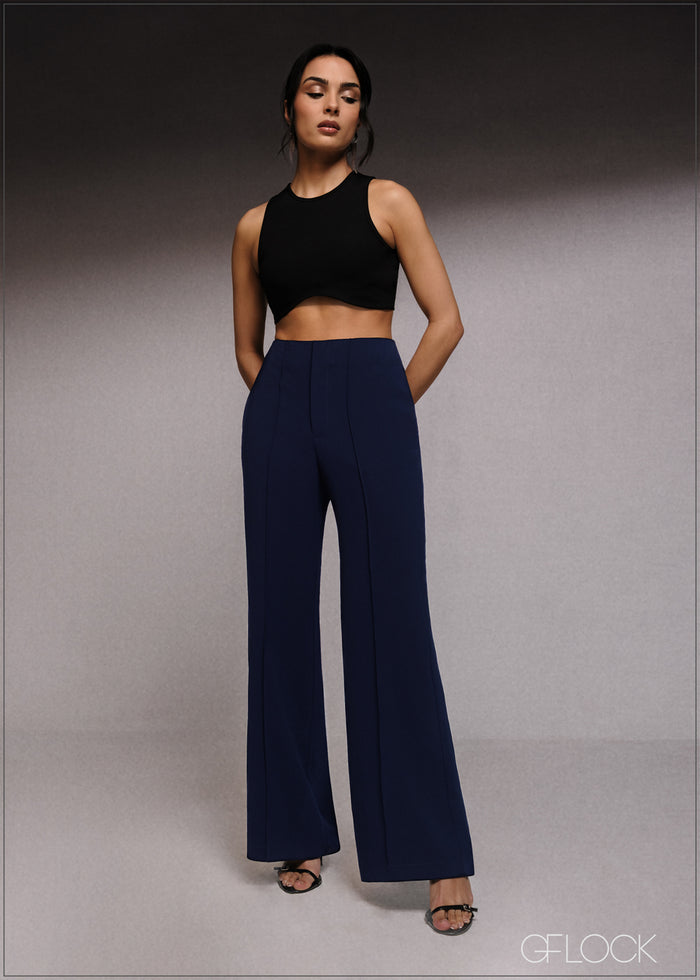 Pintuck Detail Bootleg Pant - 220526