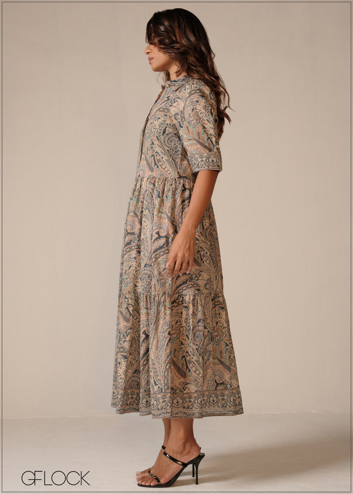 Placement Print Shirt Dress - 190326