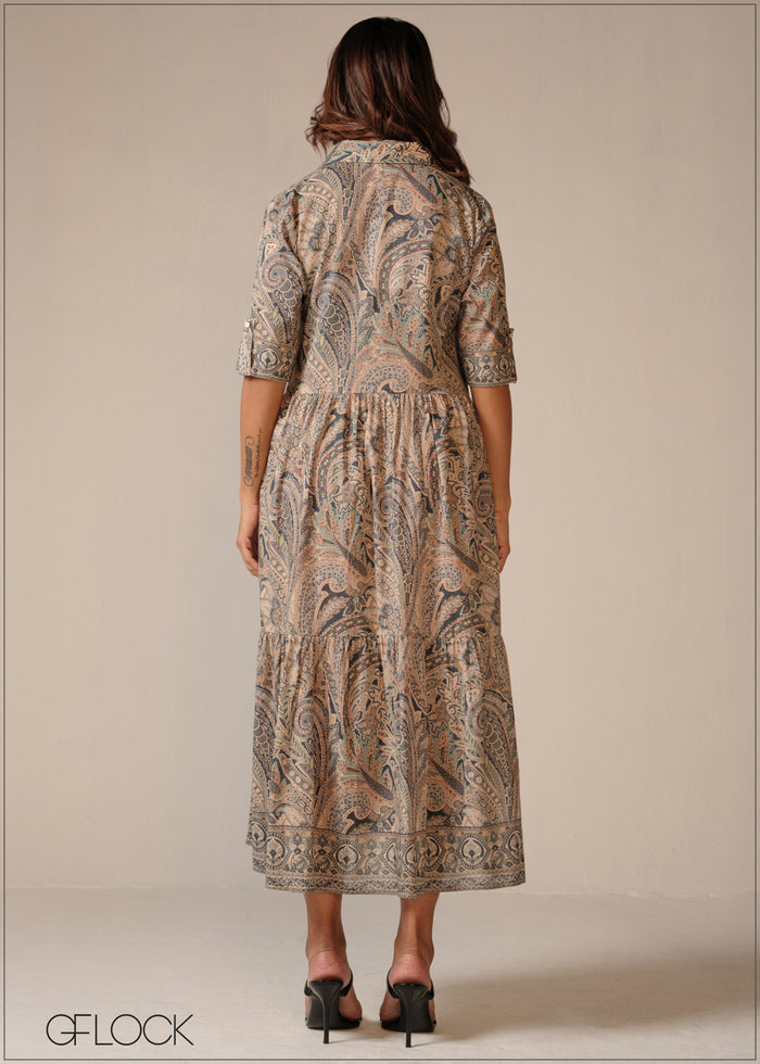 Placement Print Shirt Dress - 190326