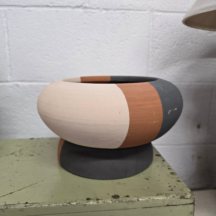 Planter - Terra Cotta Black/White/Orange