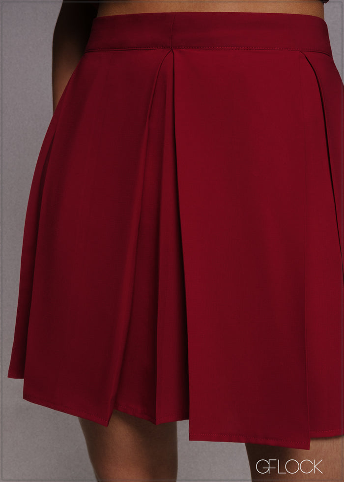 Pleat Detail Mini Skirt - 220526