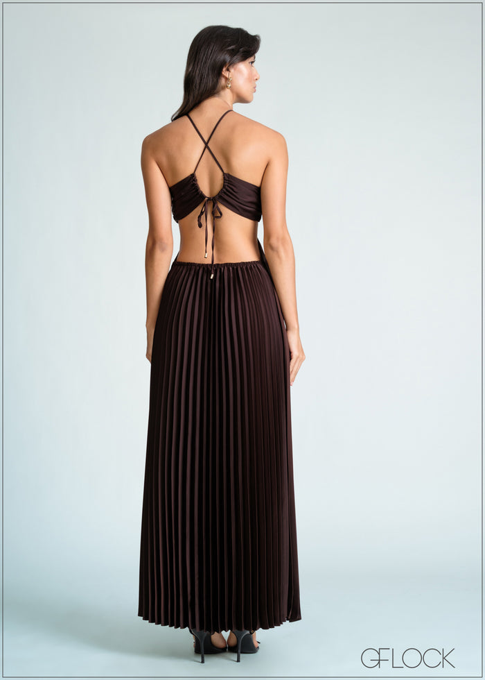 Pleated Bustier Detail Maxi Dress - 170726