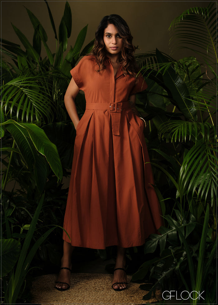 Pleated Shirt Dress - 210326