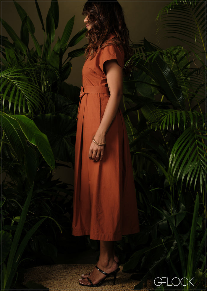 Pleated Shirt Dress - 210326