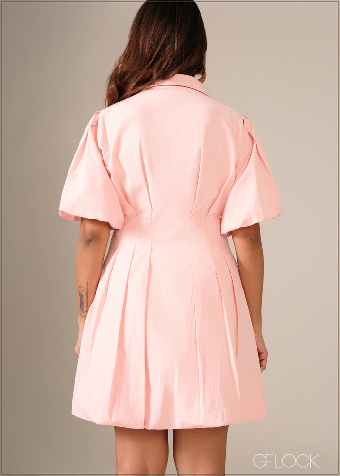 Pleated Short Dress - 130326