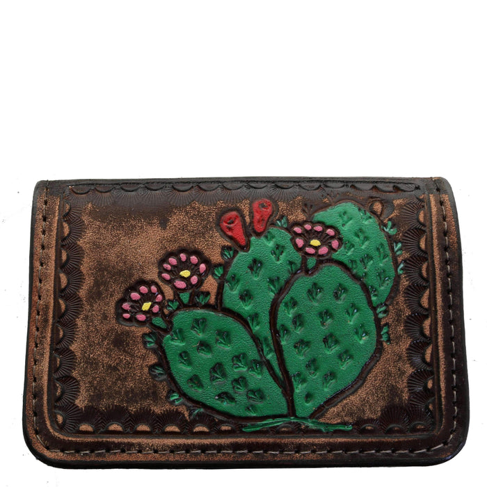 Prickly Pear Tooled and Painted Business Card Holder