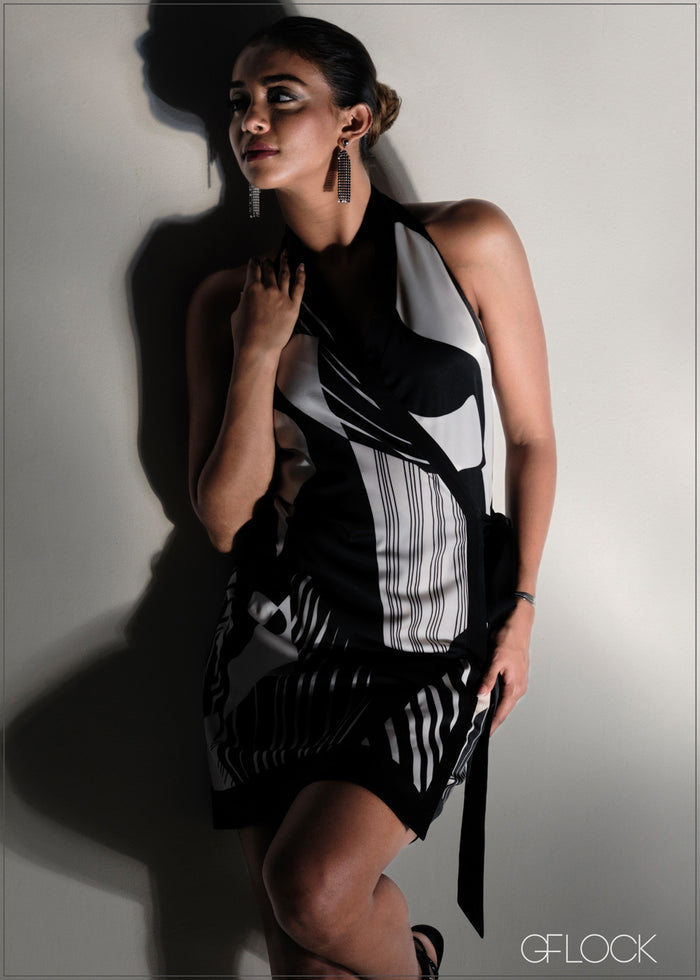Printed Halter Neck Mini Dress - 270625