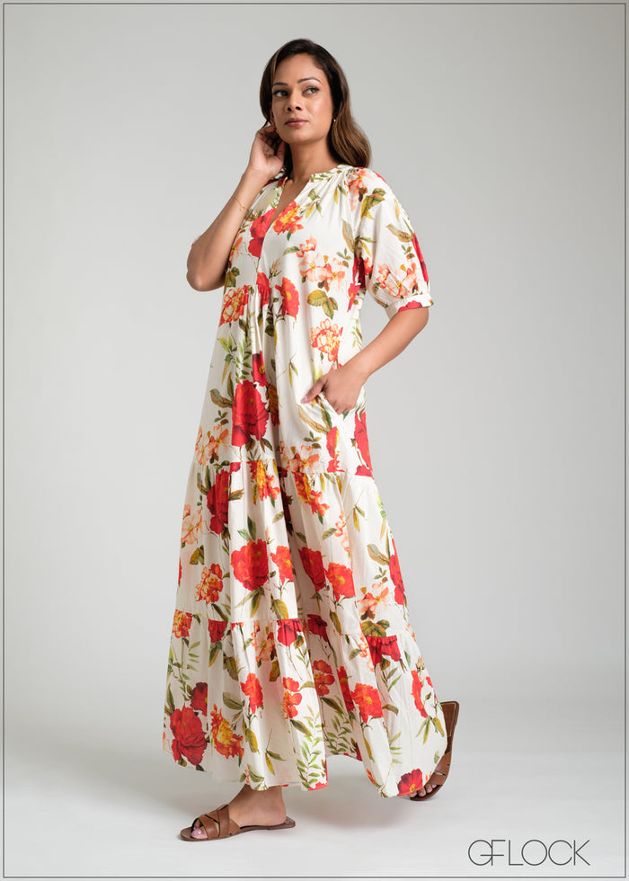 Printed Maxi Dress - 100425I