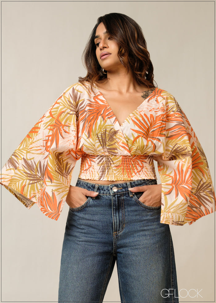 Printed Volume Sleeve Top - 300326