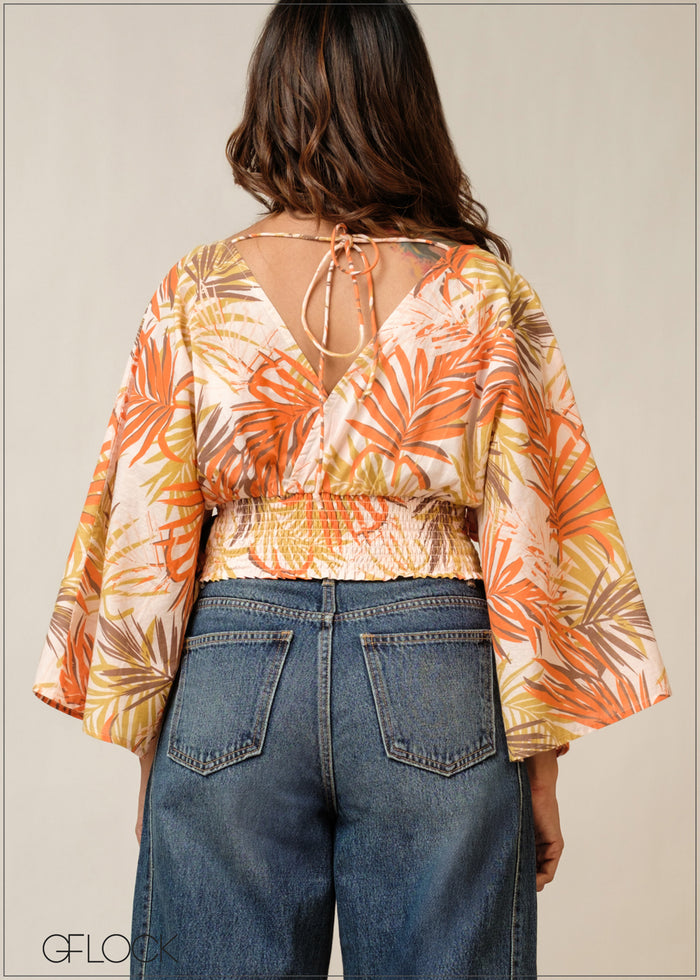 Printed Volume Sleeve Top - 300326