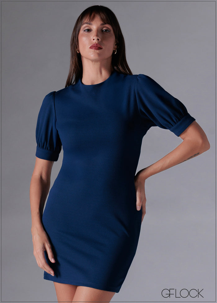 Puff Sleeve Bodycon Mini Dress - 211225C