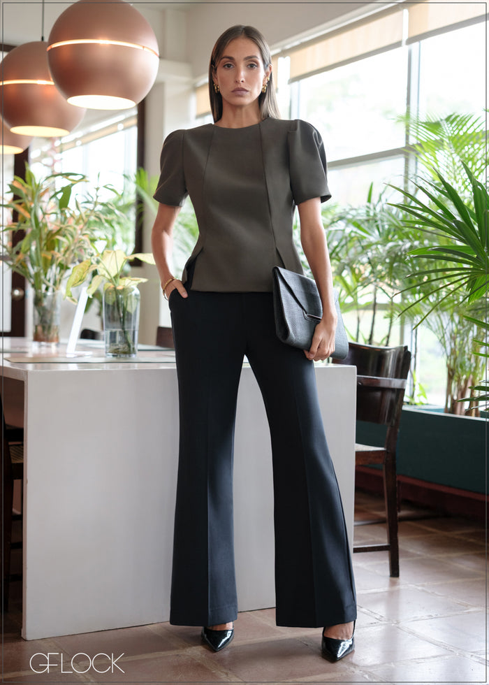 Puff Sleeve Double Slit Top - 070826