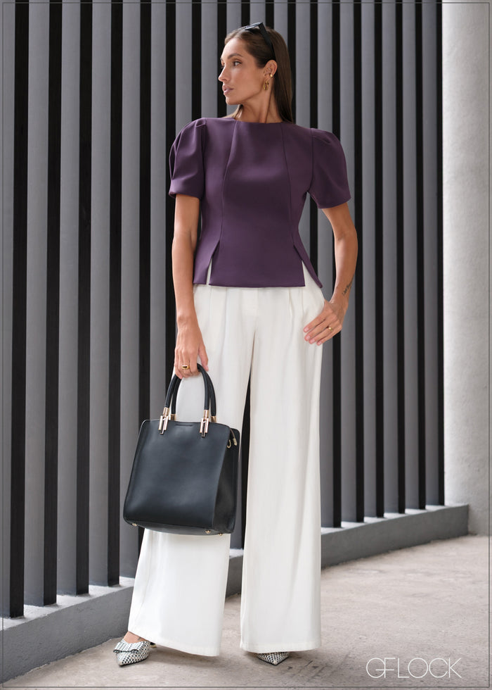 Puff Sleeve Double Slit Top - 070826