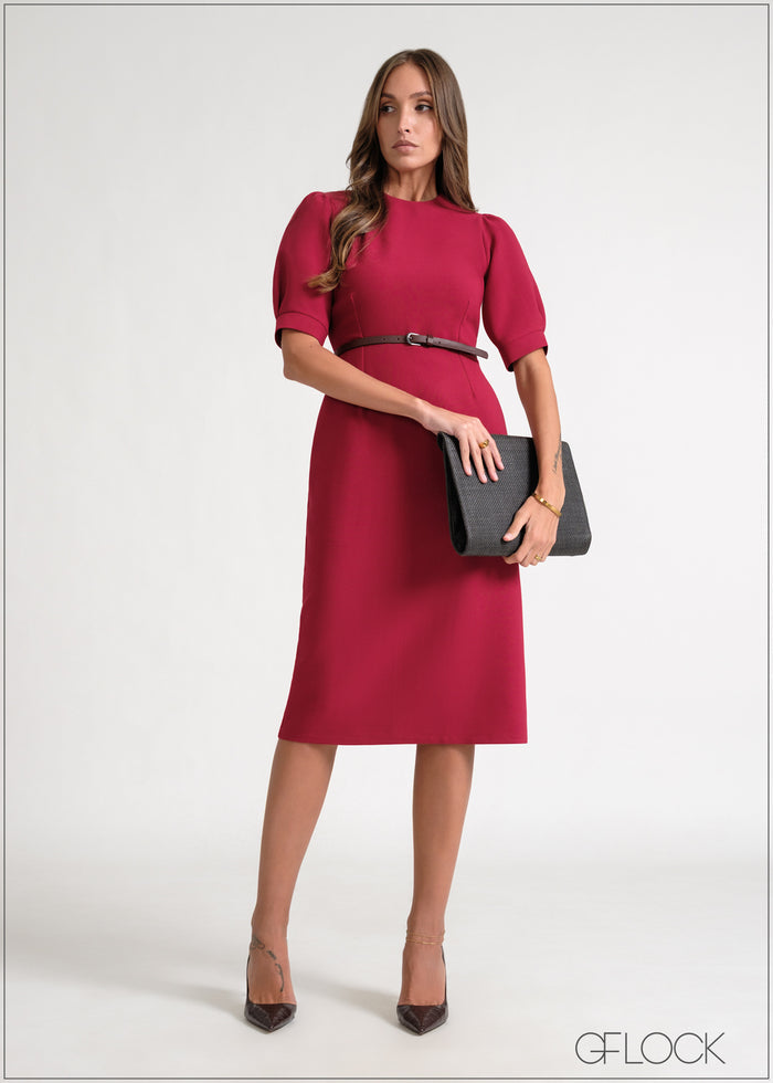 Puff Sleeve Midi Dress - 170826