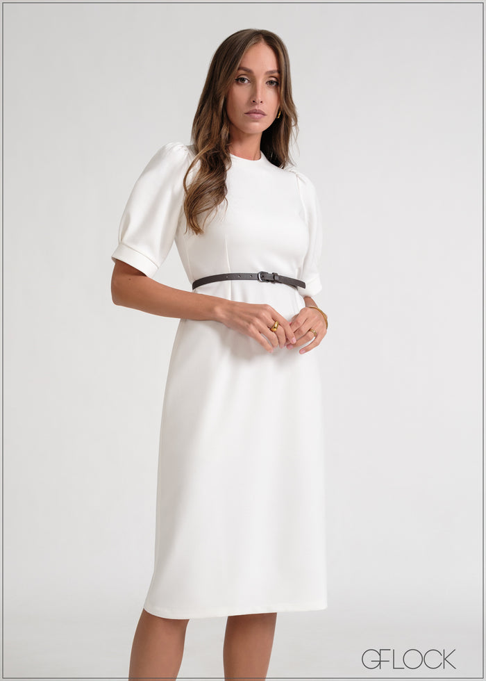 Puff Sleeve Midi Dress - 170826