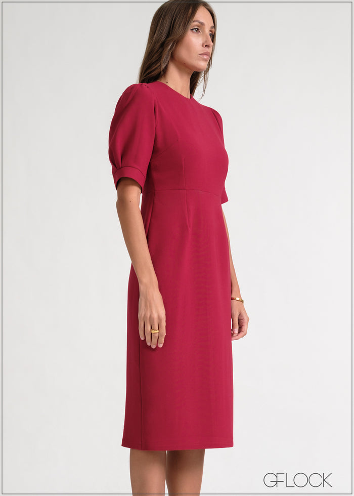 Puff Sleeve Midi Dress - 170826