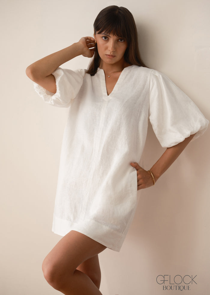 Puff Sleeve Mini Dress - 030426