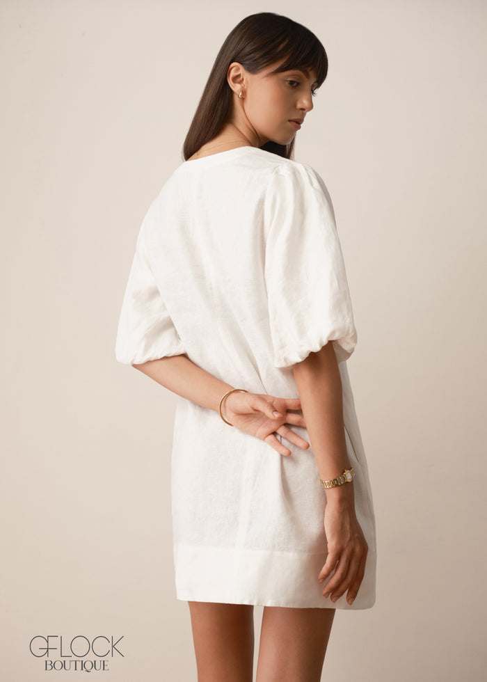 Puff Sleeve Mini Dress - 030426