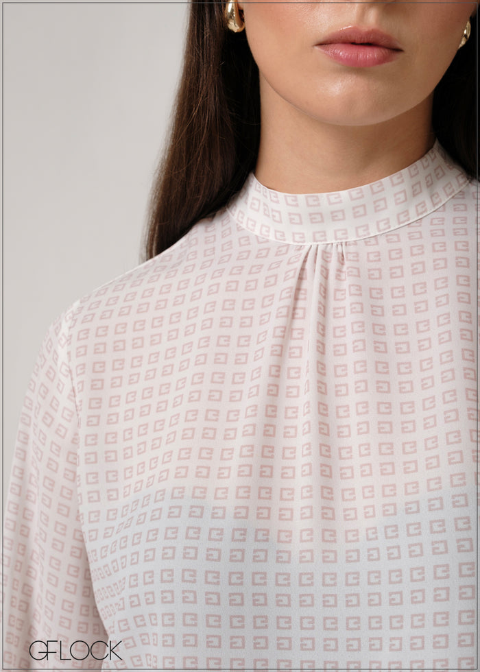 Puff Sleeved High Neck Top - 250526