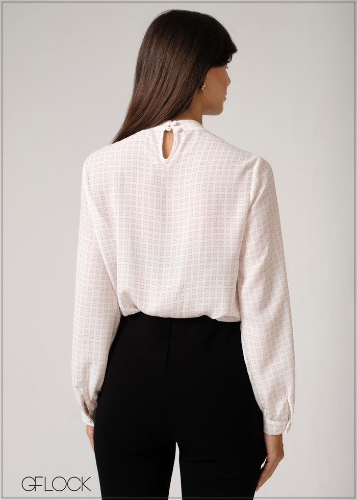 Puff Sleeved High Neck Top - 250526