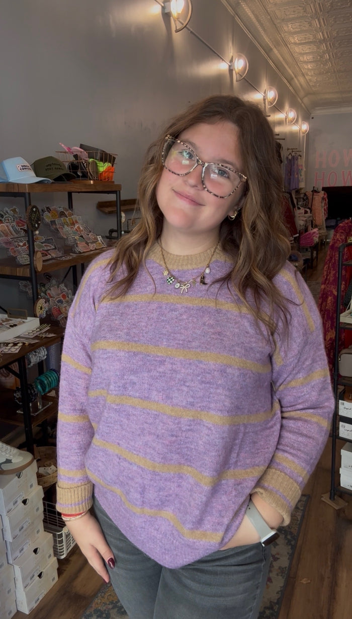 Purple striped sweater