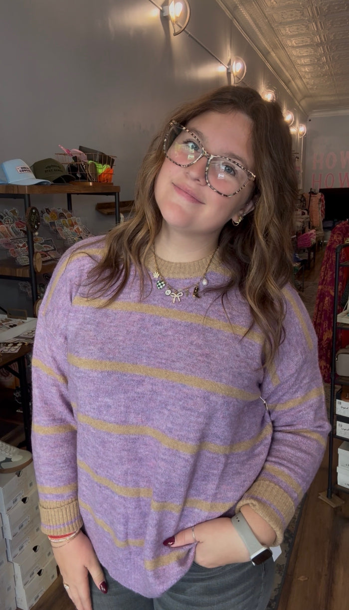 Purple striped sweater
