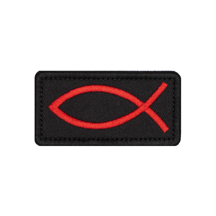 Red Ichthus Fish Embroidered Velcro Patch - Brotherhood Cornhole