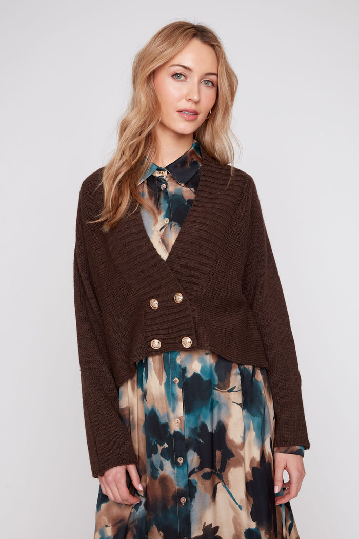 Renuar Cropped Sweater in Chocolate