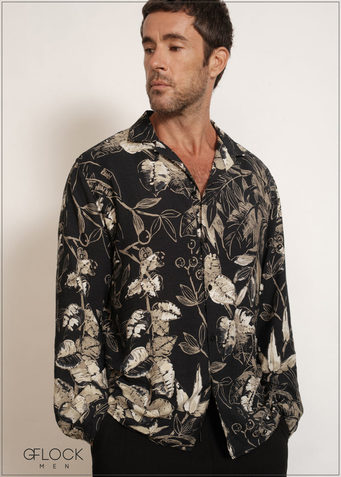 Revere Collar Long Sleeve Shirt - 200526
