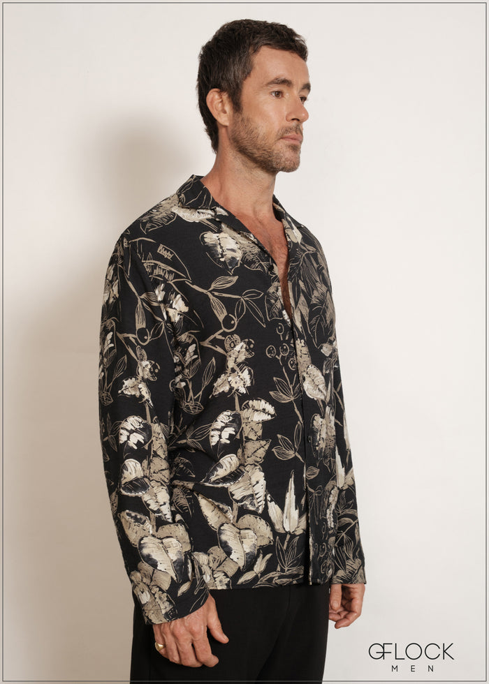 Revere Collar Long Sleeve Shirt - 200526