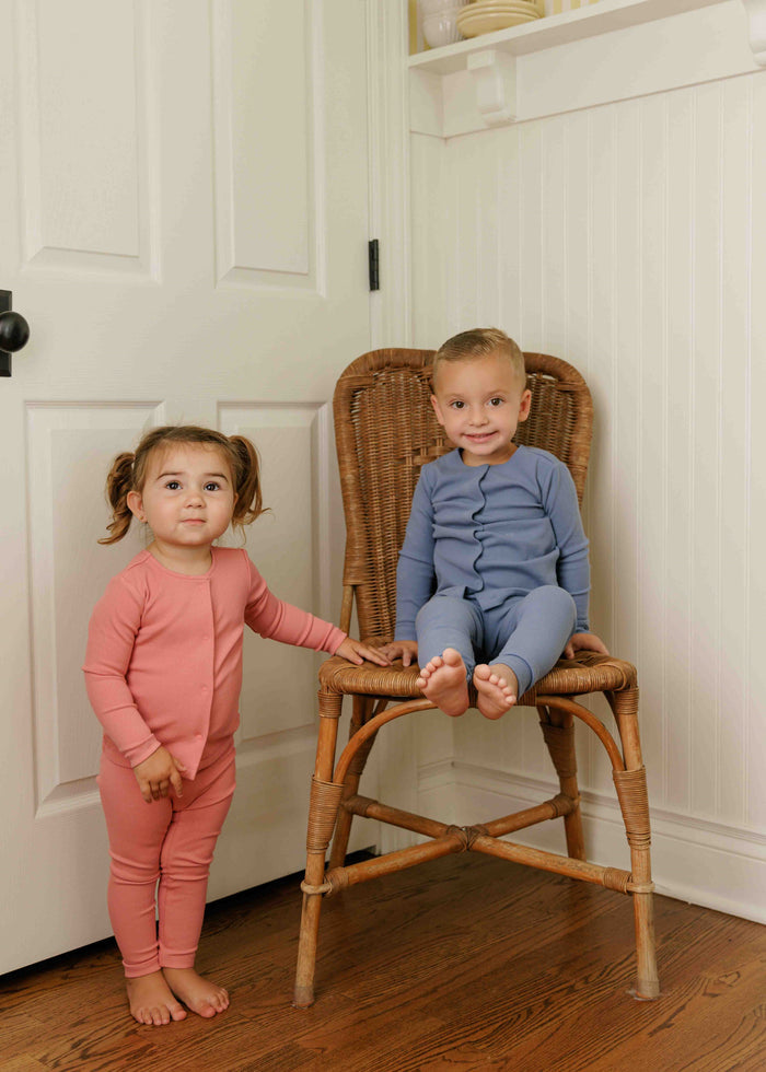 Ribbed Cardigan Set  - Two Piece Footed Baby Set + Beanie