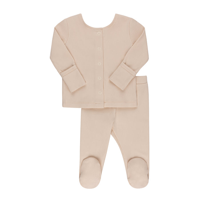 Ribbed Cardigan Set - Two Piece Footed Baby Set
