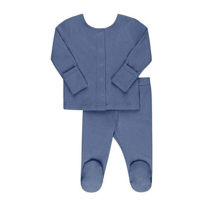 Ribbed Cardigan Set - Two Piece Footed Baby Set