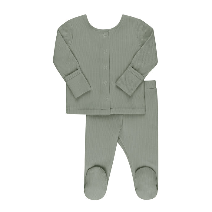 Ribbed Cardigan Set - Two Piece Footed Baby Set
