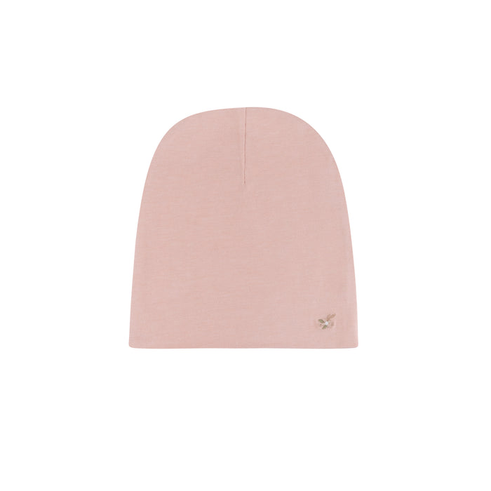 Ribbed Cotton - Embroidered Flower - Beanie