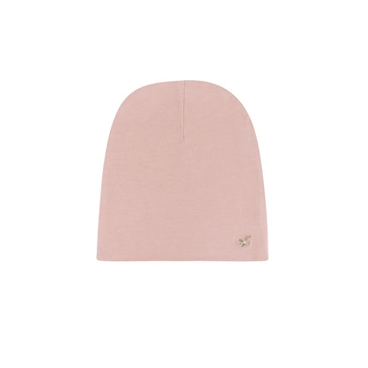 Ribbed Cotton - Embroidered Flower - Beanie
