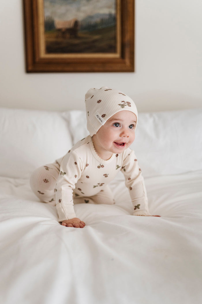 Ribbed Cotton - Raspberries Collection - Beanie