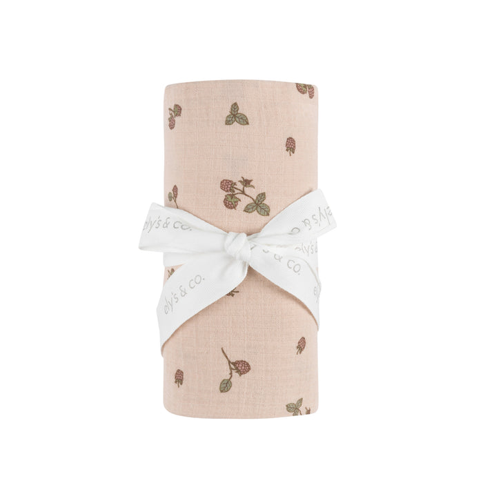 Ribbed Cotton - Raspberries Collection - Muslin Swaddle
