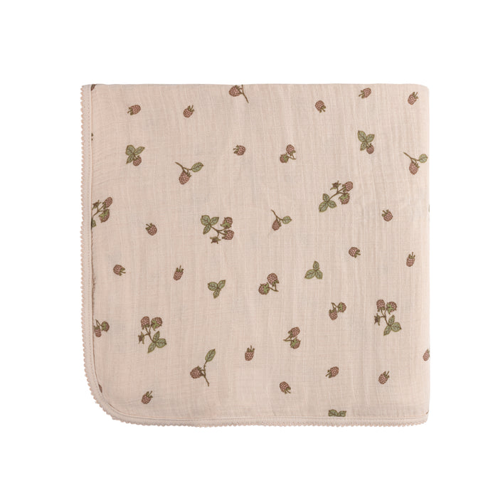 Ribbed Cotton - Raspberries Collection - Muslin Swaddle