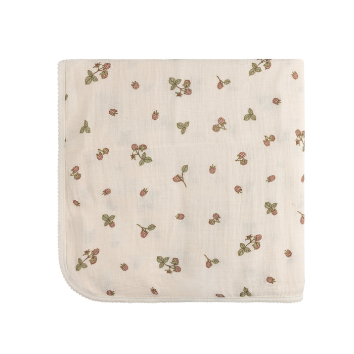 Ribbed Cotton - Raspberries Collection - Muslin Swaddle