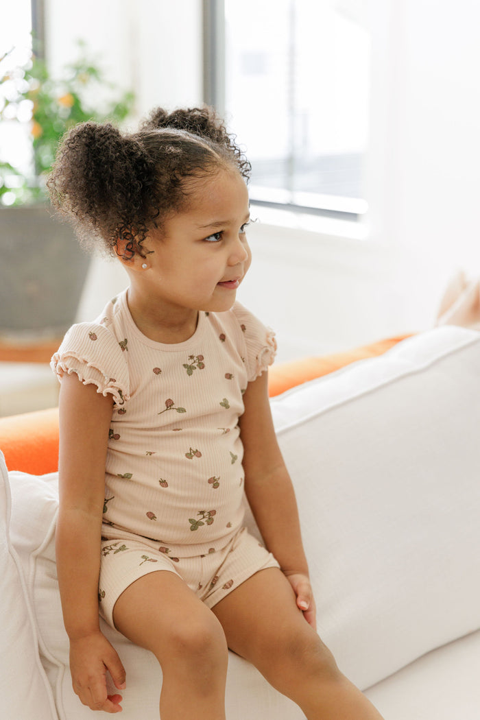 Ribbed Cotton - Raspberries Collection - Short Sleeve Lounge Set